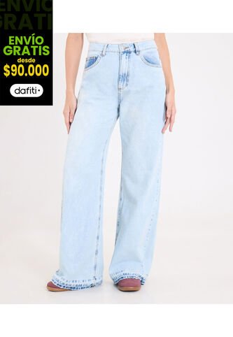 Jean Para Mujer Wide-Leg Color Azul Marca Ostu #40160580 Ostu