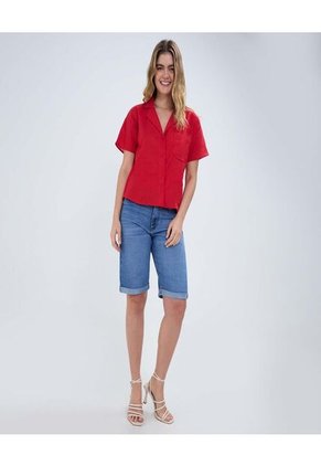 Camisa Para Mujer Manga Corta Color Vino Marca Ostu #40010267