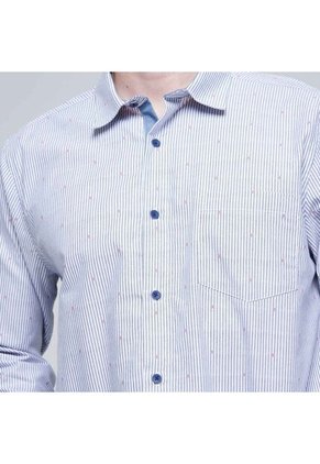 Camisa Para Hombre Manga Larga Con Bolsillo Color Azul Marca Ostu #60010685