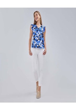 Blusa Para Mujer Manga Sisa Color Azul Marca Ostu #40120990