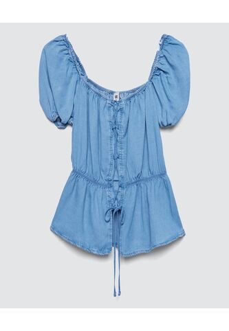 Blusa Para Mujer Manga Corta Color Azul  Marca Ostu #40120827 Ostu