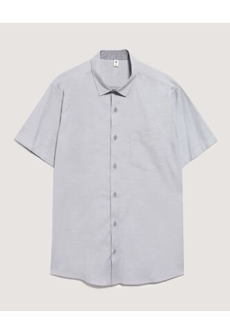 Camisa  Para Hombre Manga Corta Con Bolsillo Cuello Casual M Color Gris Marca Ostu #60010893 Ostu