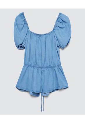 Blusa Para Mujer Manga Corta Color Azul  Marca Ostu #40120827