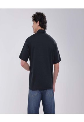 Polo Para Hombre Cuello Maquina Sin Bolsillo Color Negro Marca Ostu #60110703