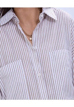 Camisa Para Mujer Manga Larga Color Beige Marca Ostu #40010271