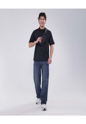 Polo Para Hombre Cuello Maquina Sin Bolsillo Color Negro Marca Ostu #60110703