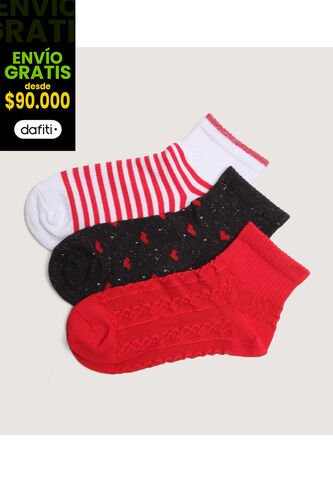 Medias Infantil Niña Tobillera Color Rojo Marca Ostu #90980155 Ostu