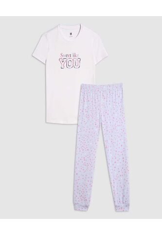 Pijama Para Niña M/C P/L Color Azul  Marca Ostu #90040074 Ostu