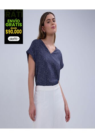 Blusa Para Mujer Manga Corta Color Azul  Marca Ostu #40120959 Ostu