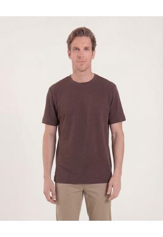 Camiseta Cuello Redondo Texturizada  Para Hombre Café Ostu Ostu