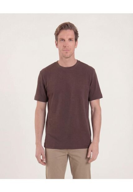 Camiseta Cuello Redondo Texturizada  Para Hombre Café Ostu