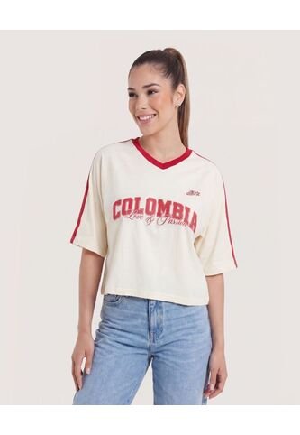 Camiseta Boxy Colombia 2026  Para Mujer Amarillo Ostu Ostu