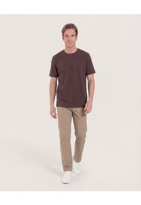 Camiseta Cuello Redondo Texturizada  Para Hombre Café Ostu
