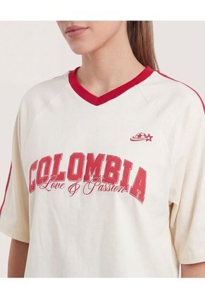 Camiseta Boxy Colombia 2026  Para Mujer Amarillo Ostu