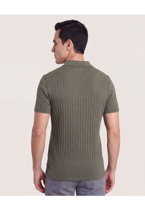 Polo Tricot Line Texture  Para Hombre Verde Ostu