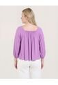 Blusa Manga 3/4 Escote Cuadrado  Para Mujer Morado Ostu de Ostu