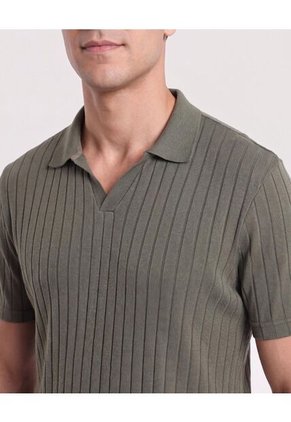 Polo Tricot Line Texture  Para Hombre Verde Ostu