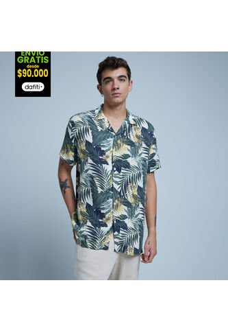 Camisa Para Hombre Manga Corta Sin Bolsillo Color Verde  Marca Ostu #60010653 Ostu