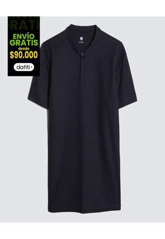 Polo Para Hombre Cuello Mao Sin Bolsillo Color Azul  Marca Ostu #60110568 Ostu