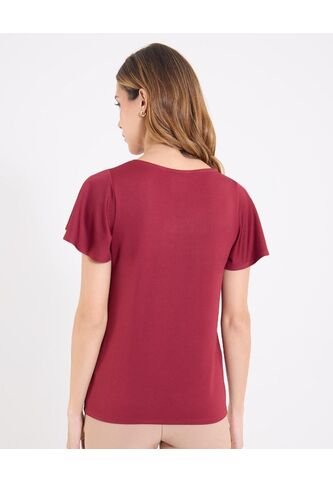 Camiseta Para Mujer Manga Corta Cuello Redondo Color Vino Marca Ostu #40092667 Ostu