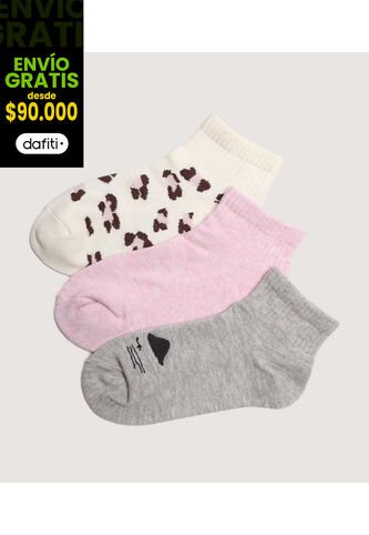 Medias Infantil Niña Tobillera Color Gris Marca Ostu #90980157 Ostu