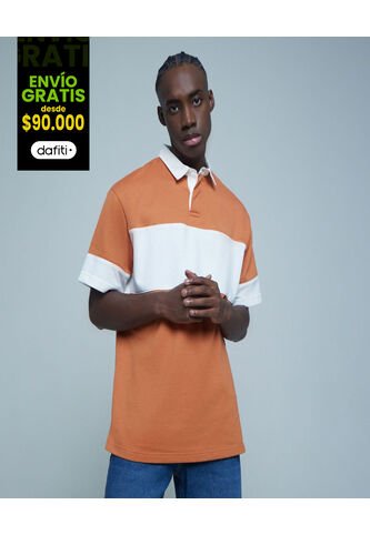 Polo Para Hombre Cuello Maquina Sin Bolsillo Color Café  Marca Ostu #60110585 Ostu