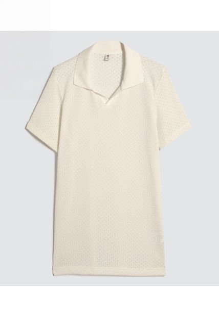 Polo Para Hombre Cuello Tejido Sin Bolsillo Color Crema Marca Ostu #60110734