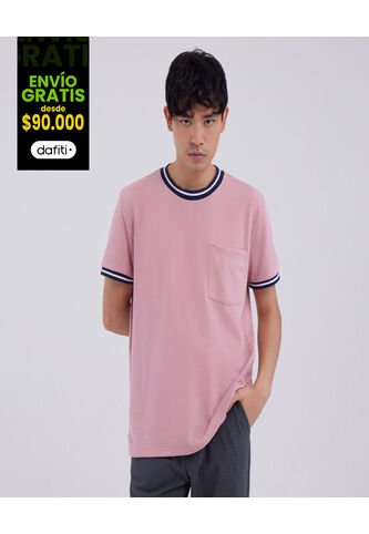 Camiseta Para Hombre Manga Corta Color Rosa Marca Ostu #60090931 Ostu