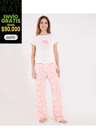Pijama Para Mujer M/C P/L Color Coral Marca Ostu #40040421 Ostu