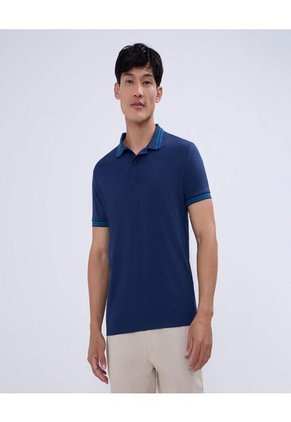 Polo Para Hombre Cuello Tejido Sin Bolsillo Color Azul Marca Ostu #60110642