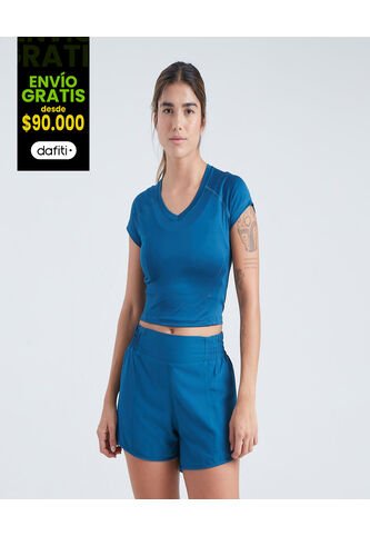 Crop Top Para Mujer Manga Corta Color Azul  Marca Ostu #40091870 Ostu