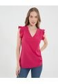 Blusa Para Mujer Manga Corta Color Purpura Marca Ostu #40121102 de Ostu