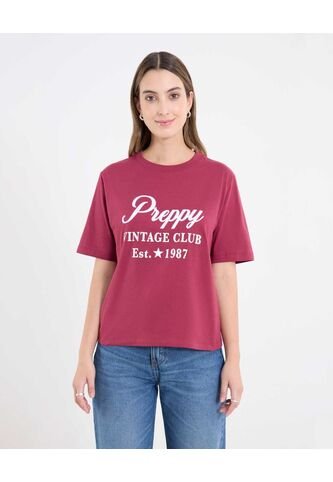 Camiseta  Para Mujer Manga Corta Cuello Redondo Color Vino Marca Ostu #40092717 Ostu