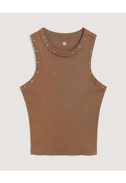 Camiseta  Para Mujer Manga Sisa Cuello Redondo Color Café Marca Ostu #40092556