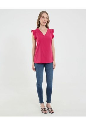 Blusa Para Mujer Manga Corta Color Purpura Marca Ostu #40121102