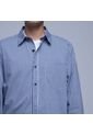Camisa Para Hombre Manga Larga Con Bolsillo Color Azul  Marca Ostu #60010640 de Ostu