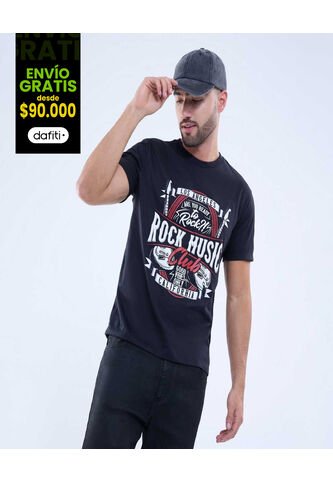 Camiseta Para Hombre Manga Corta Color Negrobinado Marca Ostu #60091255 Ostu