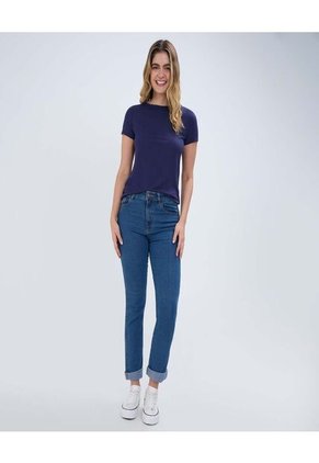 Camiseta Para Mujer Manga Corta Color Azul  Marca Ostu #40091641