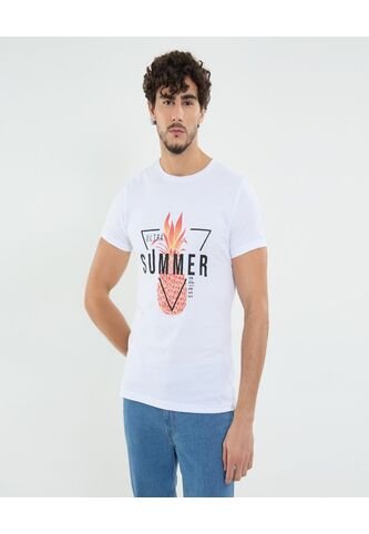 Camiseta Para Hombre Manga Corta Color Blanco Marca Ostu #60091209 Ostu