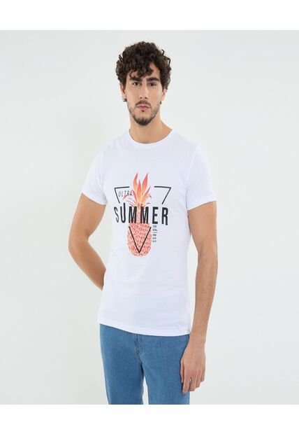 Camiseta Para Hombre Manga Corta Color Blanco Marca Ostu #60091209