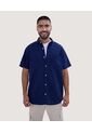 Camisa Para Hombre Manga Corta Con Bolsillo Color Azul  Marca Ostu #60010659 de Ostu