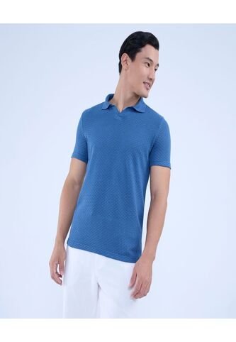 Polo Para Hombre Cuello Tejido Sin Bolsillo Color Azul  Marca Ostu #60110735 Ostu