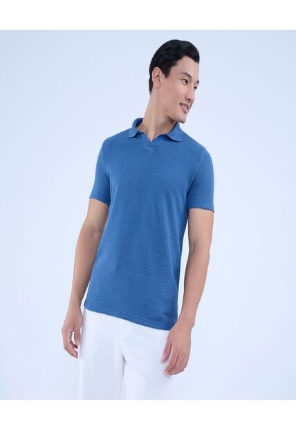 Polo Para Hombre Cuello Tejido Sin Bolsillo Color Azul  Marca Ostu #60110735