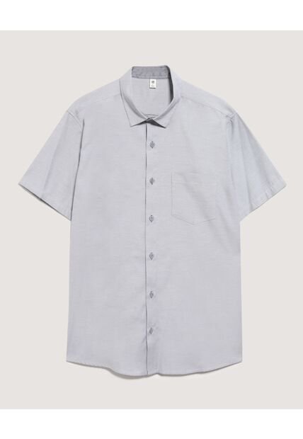 Camisa  Para Hombre Manga Corta Con Bolsillo Cuello Casual M Color Gris Marca Ostu #60010893