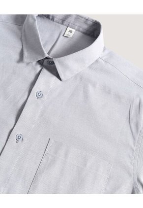 Camisa  Para Hombre Manga Corta Con Bolsillo Cuello Casual M Color Gris Marca Ostu #60010893