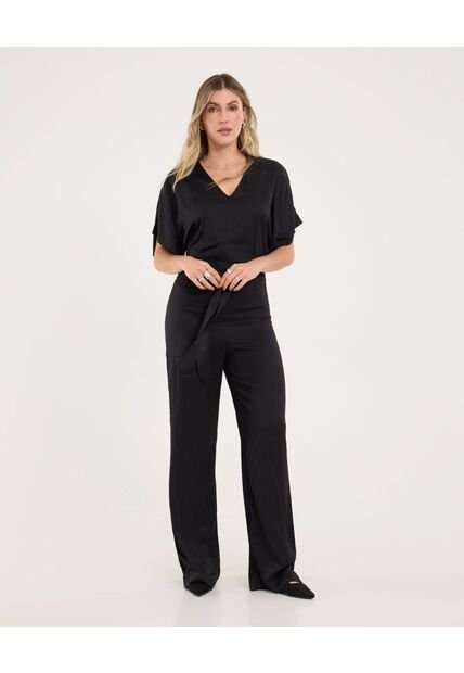 Enterizo Para Mujer Manga Corta Color Negro Marca Ostu #40320103