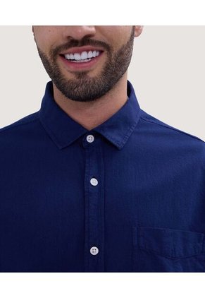 Camisa Para Hombre Manga Corta Con Bolsillo Color Azul  Marca Ostu #60010659