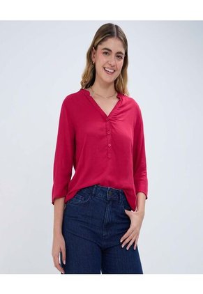 Blusa Para Mujer Manga 3/4 Color Rojo Marca Ostu #40121031