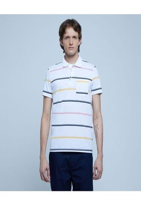 Polo Para Hombre Cuello Tejido Con Bolsillo Color Blanco Marca Ostu #60110608