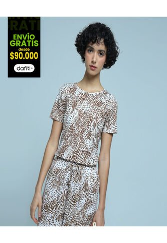 Camiseta Para Mujer Manga Corta Color Café Claro Marca Ostu #40091962 Ostu